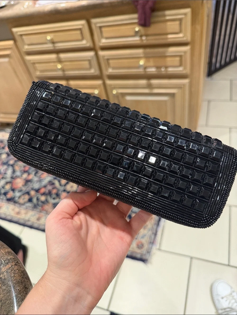 BCBG MAXAZRIA beaded black clutch handbag
